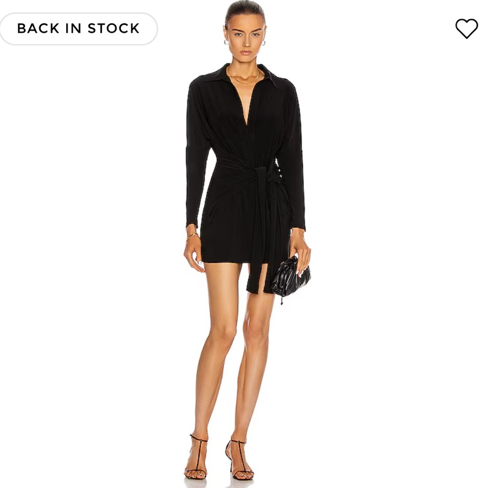 Norma Kamali Mini Tie Front Shirt Dress